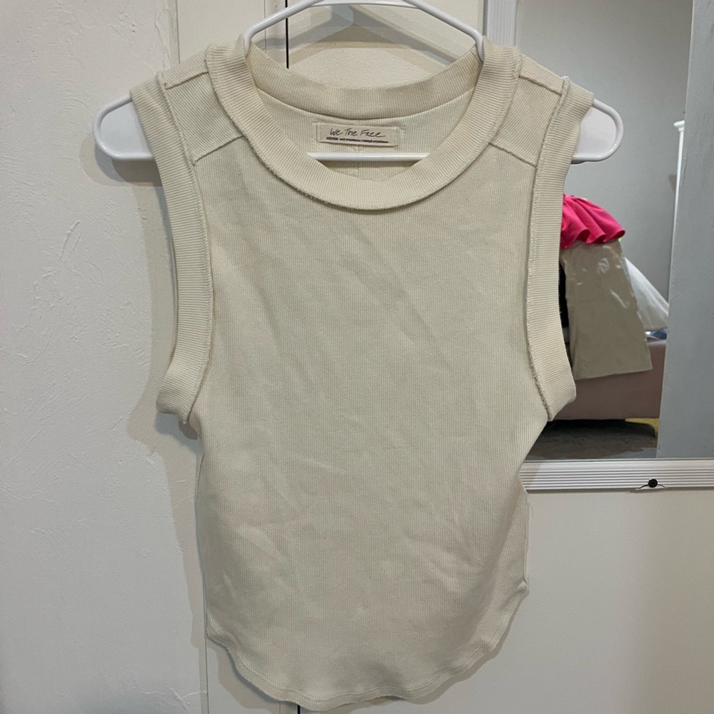 Free People Cream Sleeveless Top